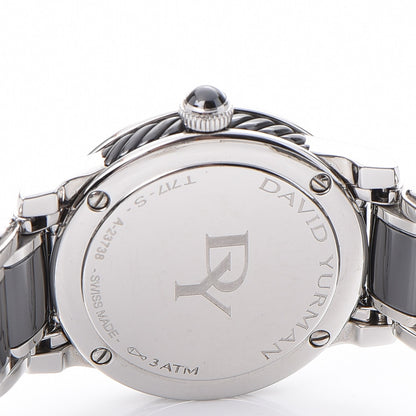 David Yurman Stainless Steel Ceramic Diamond Bezel 30mm Classic Quartz Watch Black 5 of 8