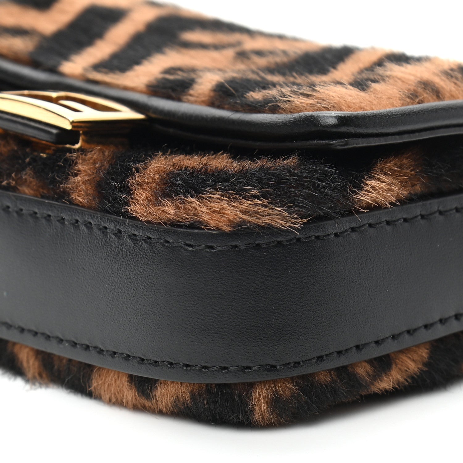 Fendi Sheared Sheepskin Vitello King FF Nano Baguette Charm Tobacco Moro Black 8 of 9