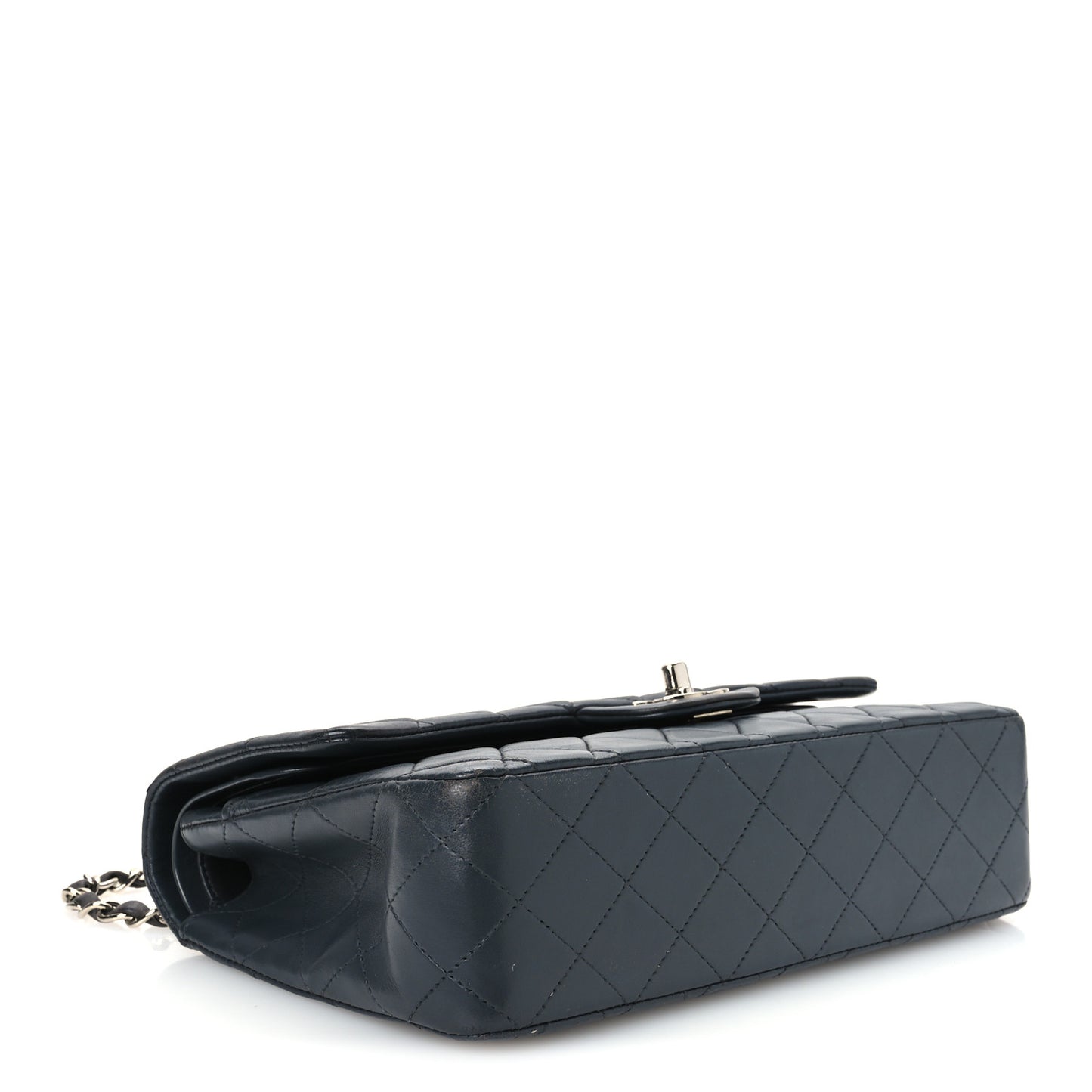 Lambskin Quilted Medium Double Flap Grey