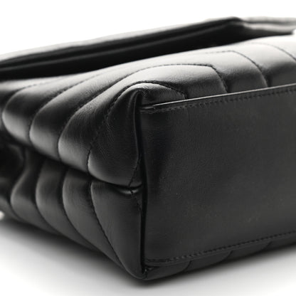 Saint Laurent Calfskin Y Quilted Monogram Small Loulou Chain Satchel Black 7 of 9