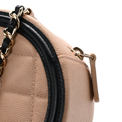 Chanel Caviar Quilted Round Filigree Crossbody Beige Black 12 of 12