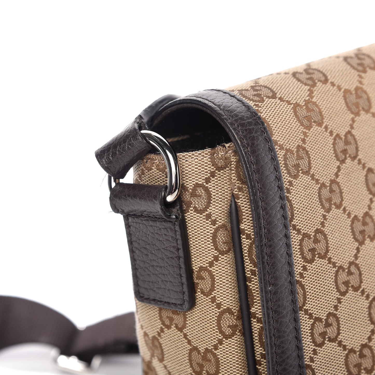 Monogram Flap Messenger Bag Beige Dark Brown