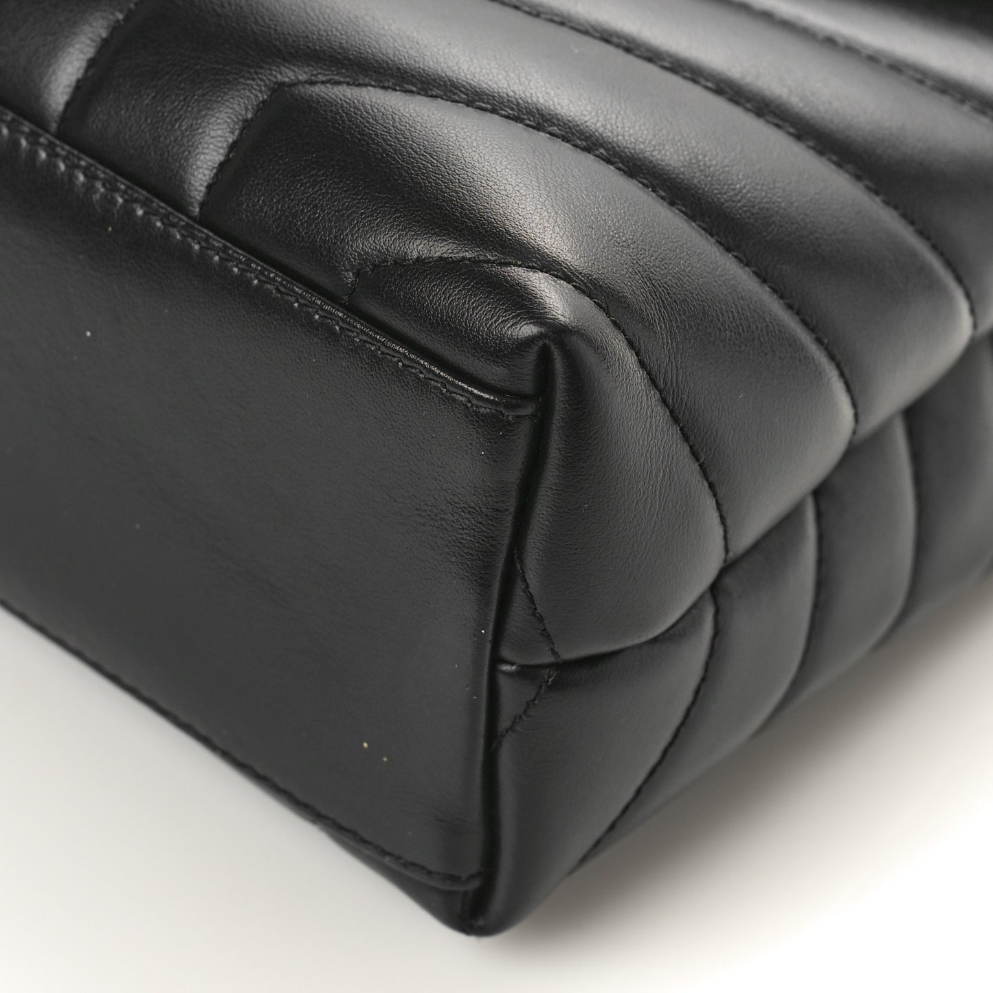 SAINT LAURENT Calfskin Y Quilted Monogram Small Loulou Chain Satchel Black