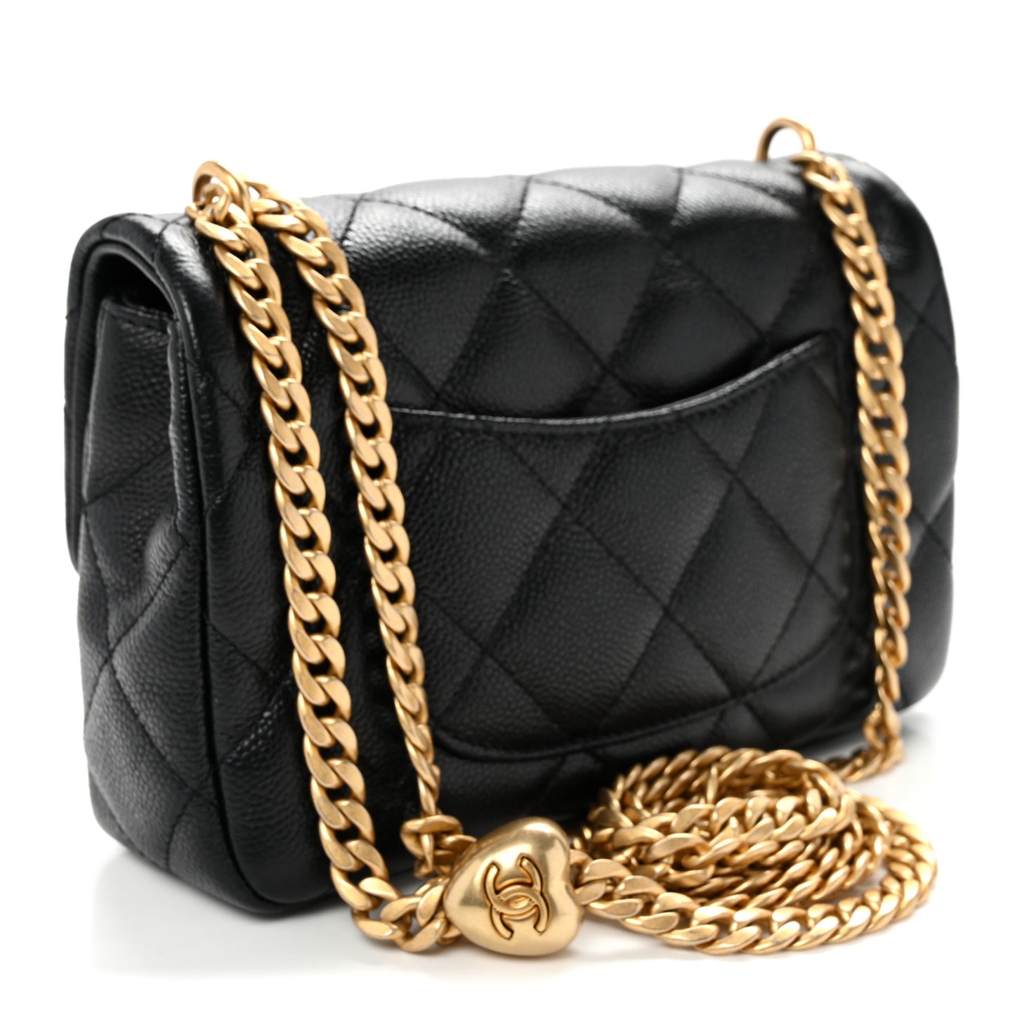 Caviar Quilted Mini Sweetheart Rectangular Flap Black