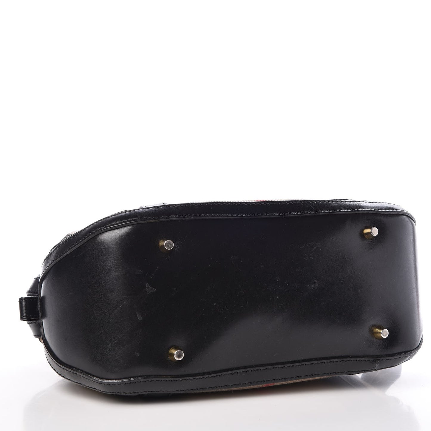 Bridle Calfskin House Check Small Orchard Bowling Bag Black