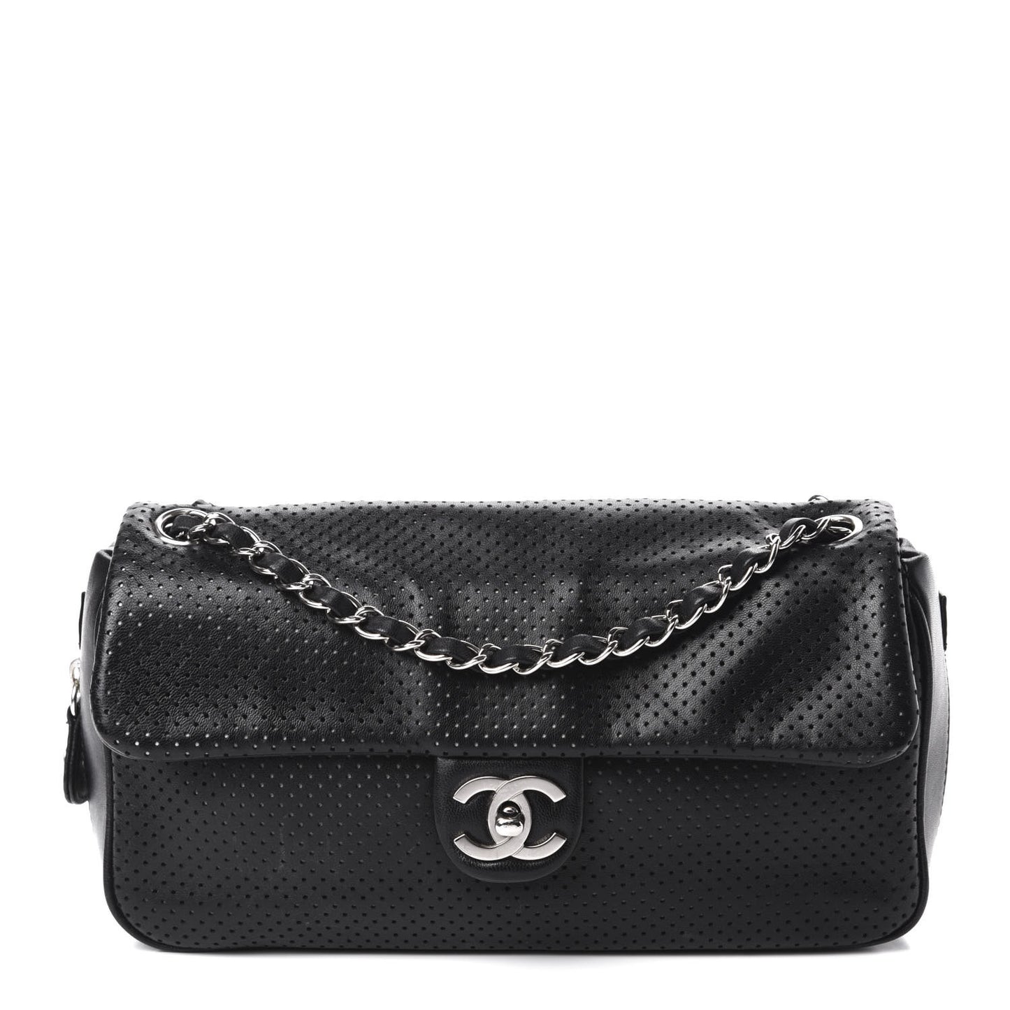 Lambskin Perforated Medium Baseball Spirit Flap Black