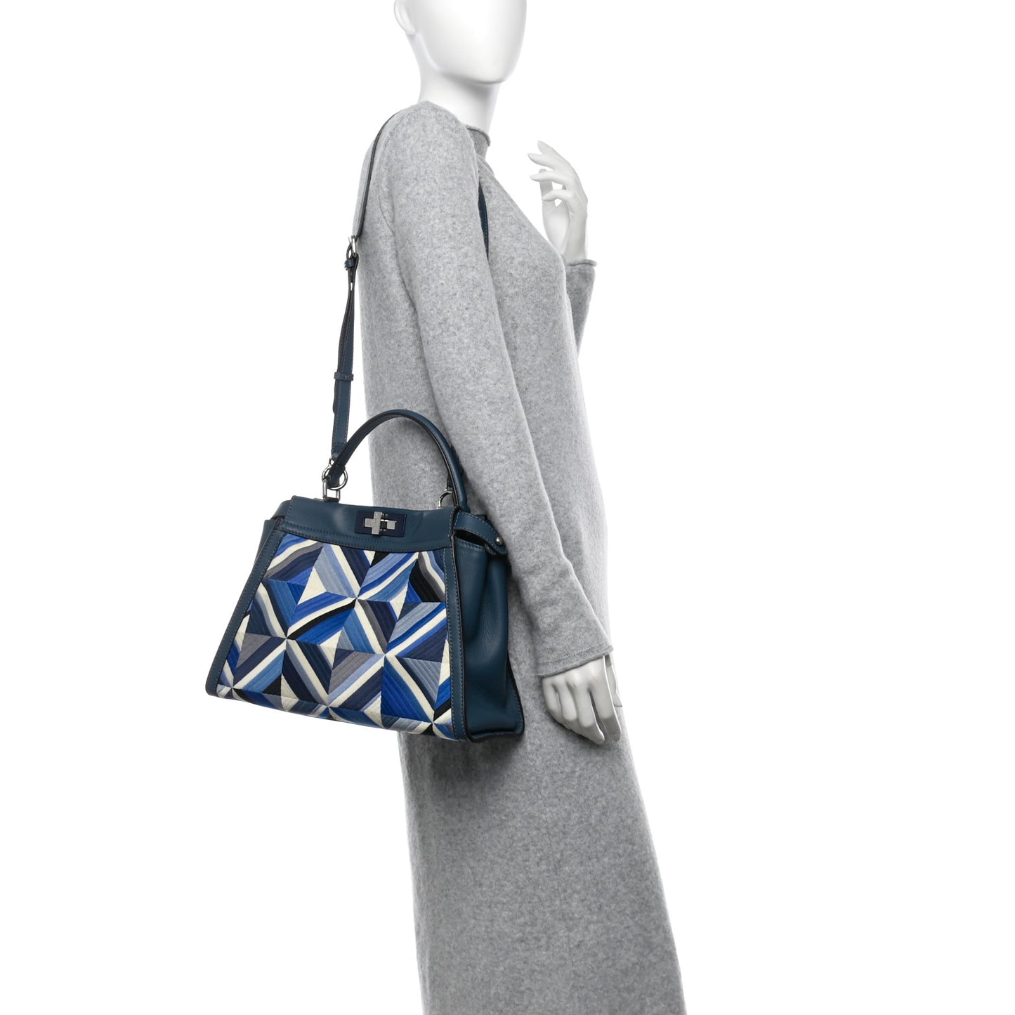 Calfskin Geometric Embroidered Medium Peekaboo Iconic Satchel Pavone Palladio