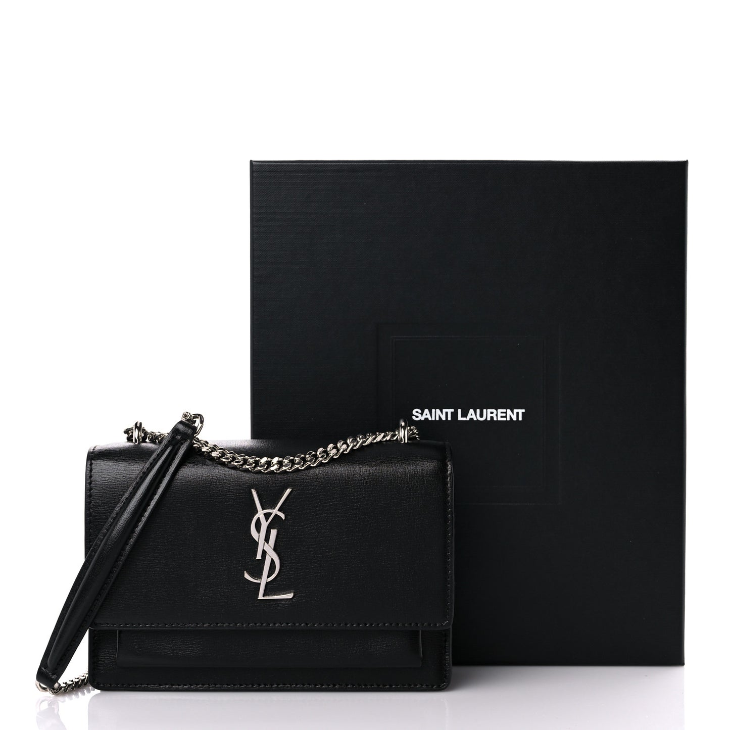 Calfskin Monogram Sunset Chain Wallet Black