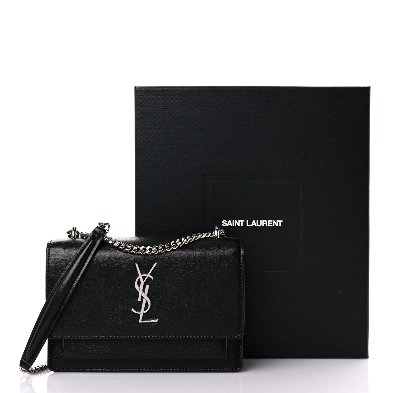 Saint Laurent Calfskin Monogram Sunset Chain Wallet Black 14 of 14