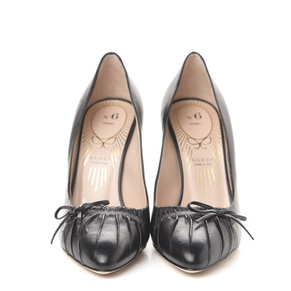 Gucci Nappa Bow High Heel Pumps 35.5 Black 2 of 9