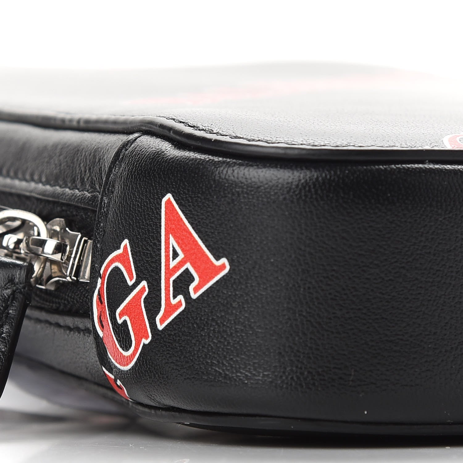 Balenciaga Calfskin Logo Print Cash Phone Holder Bag Black Red 7 of 8