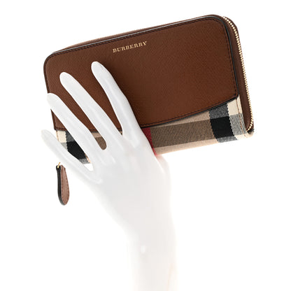 Burberry Calfskin House Check Elmore Zip Around Wallet Tan 2 of 8