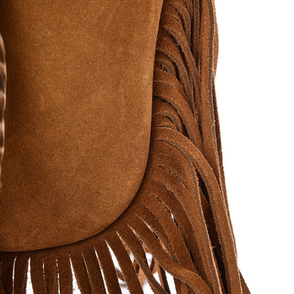 Saint Laurent Suede Fringe Flat Anita Crossbody Bag Camel 9 of 10