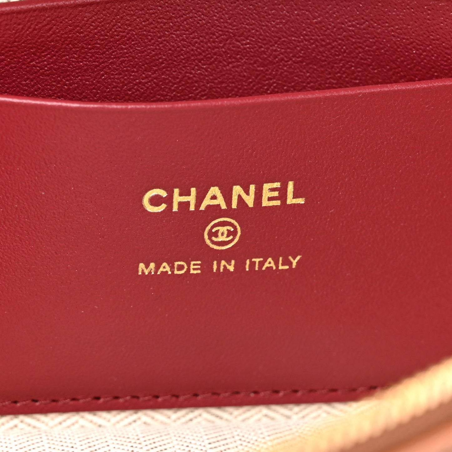 Grained Calfskin Top Handle Slim Vanity Case With Chain Camel