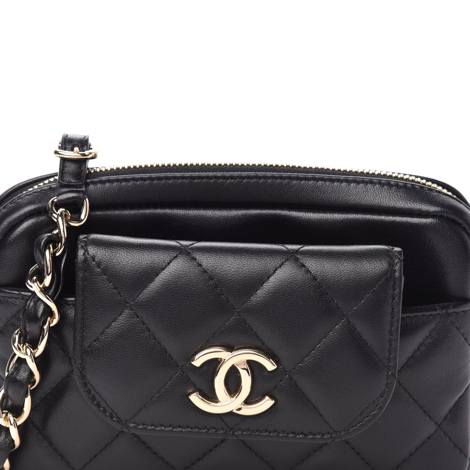 Chanel Lambskin Quilted Waist Bag With Pouch Black 11 of 12