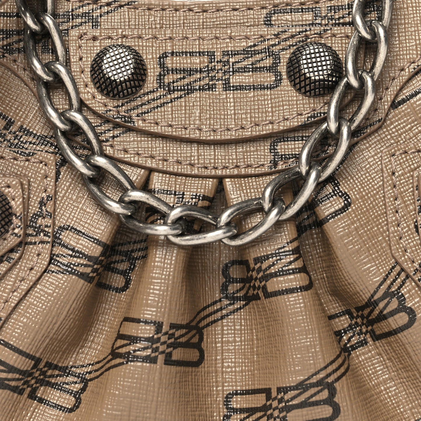 Coated Canvas BB Monogram Le Cagole Mini Purse With Chain Beige Brown