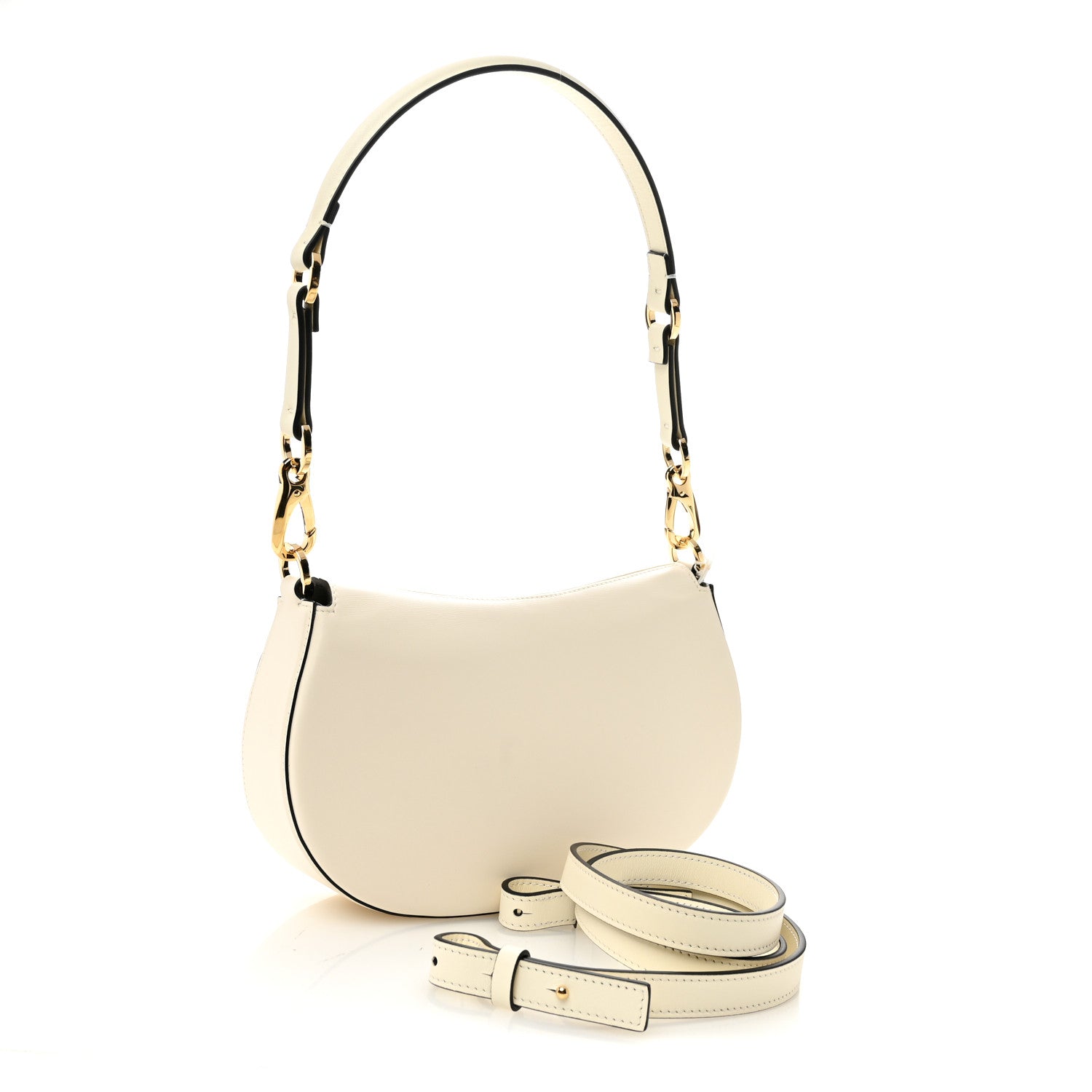 Valentino Garavani Calfskin Ohval Foldover Shoulder Bag White 3 of 9