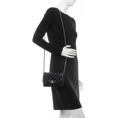 Chanel Patent Quilted Brilliant Wallet On Chain WOC Black 2 of 9
