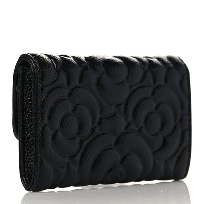 Chanel Caviar Camellia Embossed Card Holder Wallet Black 3 of 8