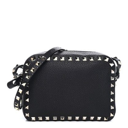 Valentino Garavani Grained Calfskin Rockstud Camera Crossbody Bag Black 1 of 8