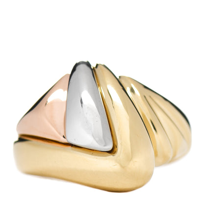 Bulgari 18K Rose Yellow White Gold Tri-Tone Triangle Ring 48 4.5 1 of 6