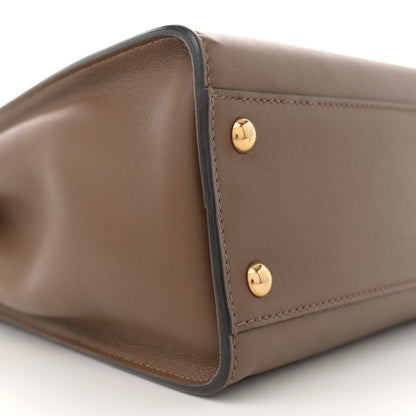 Fendi Vitello Seta Fabric Jacquard Pequin Medium Peekaboo Iconic Satchel Foresta Tobacco 9 of 10
