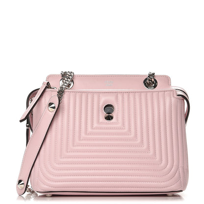 Fendi Shiny Nappa Trapuntata Small DotCom Click Chain Satchel Peonia 1 of 9