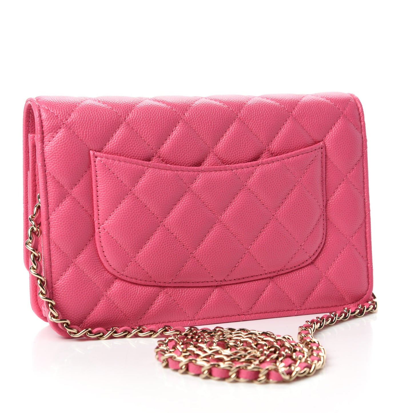 Caviar Quilted Wallet on Chain WOC Pink