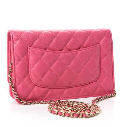 Chanel Caviar Quilted Wallet on Chain WOC Pink 3 of 12