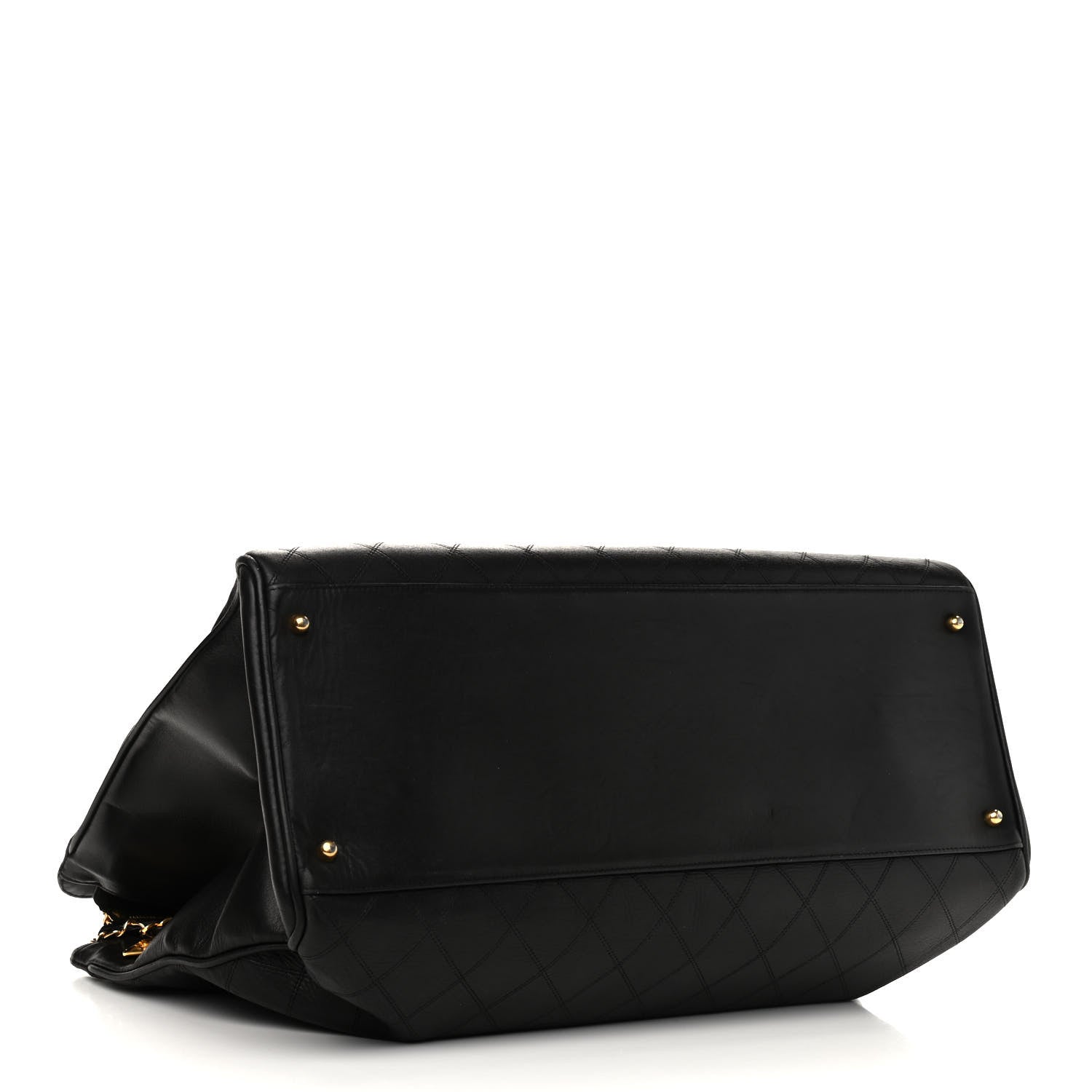 Chanel Calfskin Stitched XL Weekender Black 4 of 9