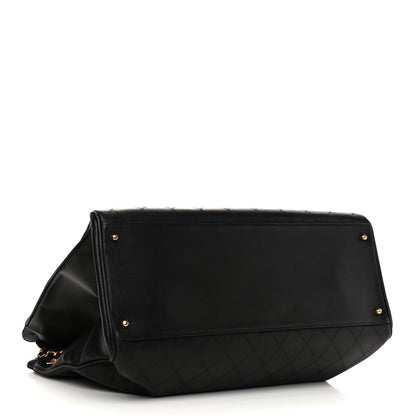Chanel Calfskin Stitched XL Weekender Black 4 of 9