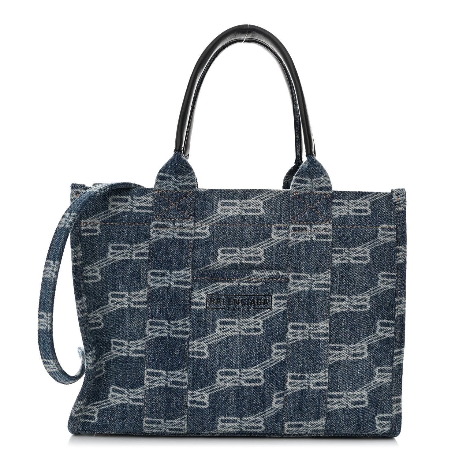 Balenciaga Bleached Denim BB Monogram Small Hardware Tote Blue 1 of 10