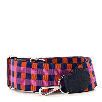 Hermes Toile Swift 50mm Maxi Quadrille Shoulder Strap Saphir Anemone Capucine Black 1 of 4