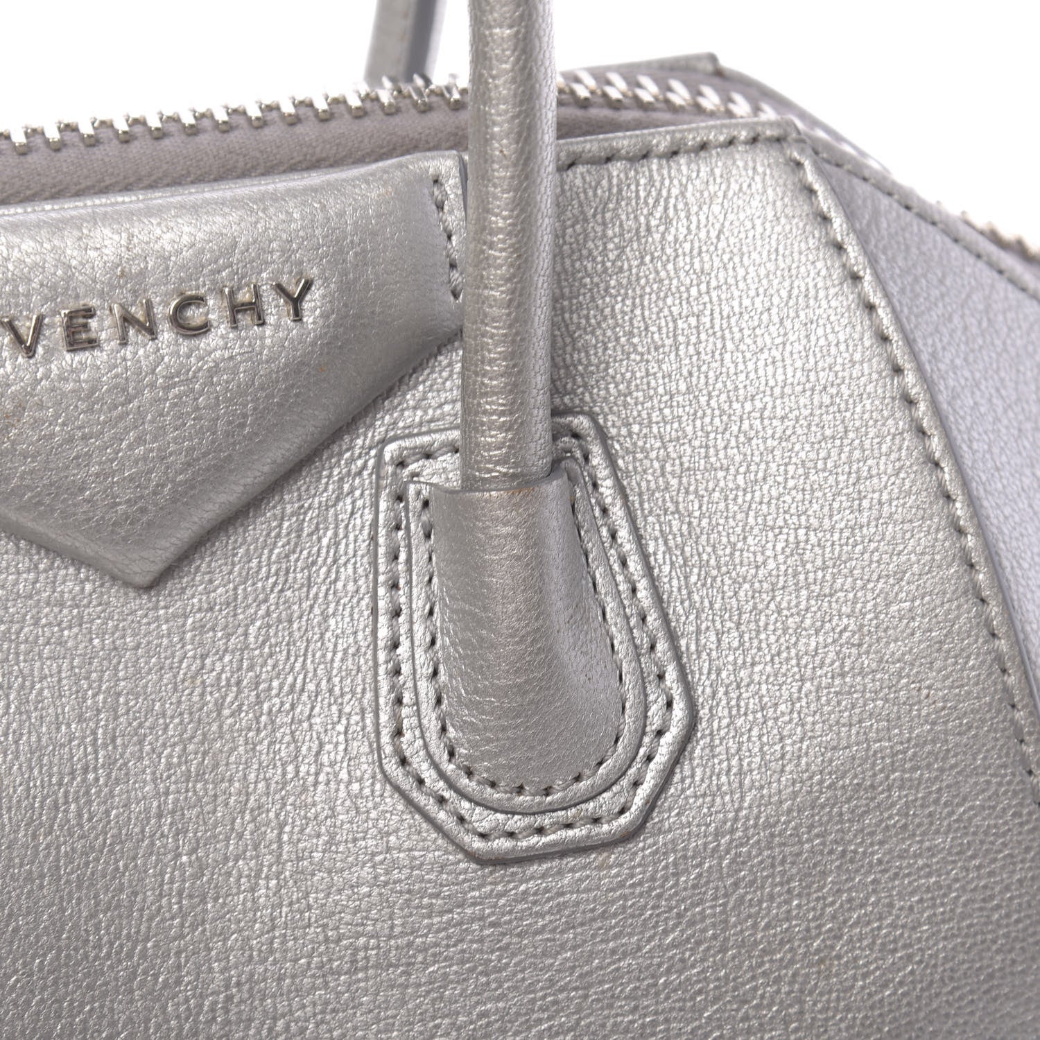 Givenchy Metallic Sugar Goatskin Mini Antigona Silver 12 of 27