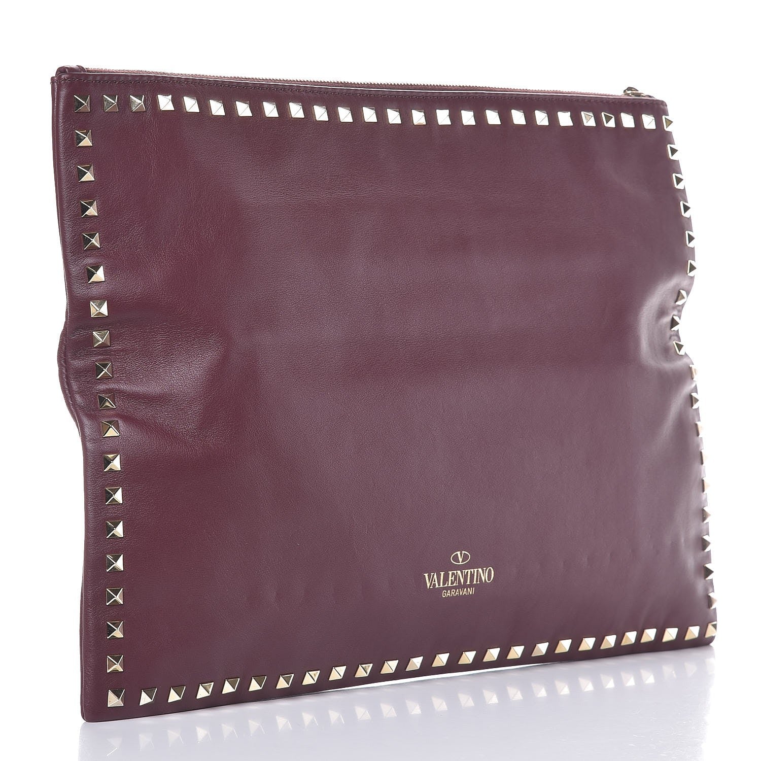 Valentino Garavani Vitello Oversized Rockstud Zip Wristlet Pouch Rubin 3 of 7