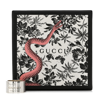 Gucci Sterling Silver 12mm Signature Band Ring 52 6 6 of 6