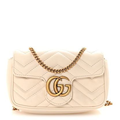 Gucci Calfskin Matelasse Super Mini GG Marmont Shoulder Bag White 1 of 10