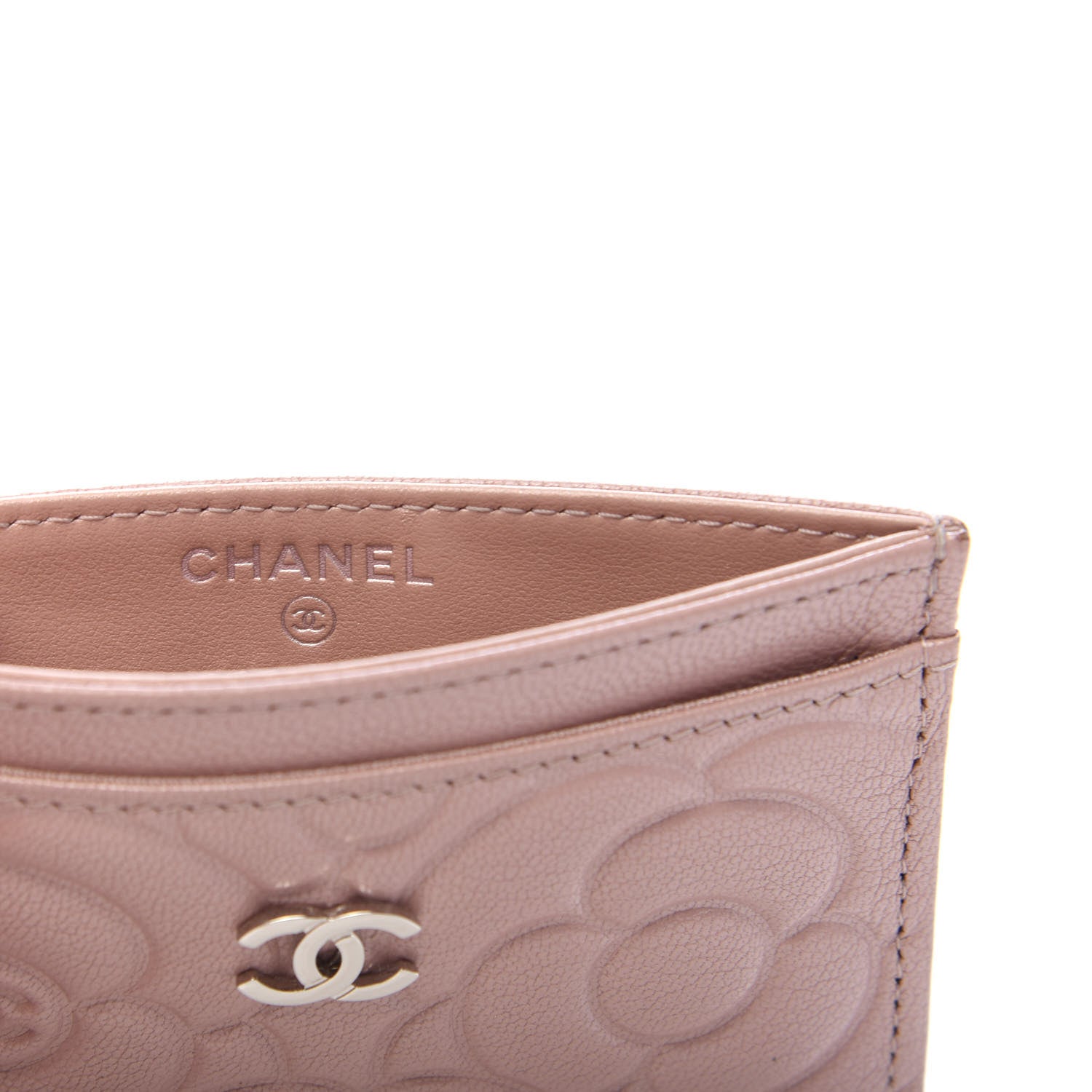 Chanel Goatskin Camellia Embossed Card Holder Light Pink 6 of 8