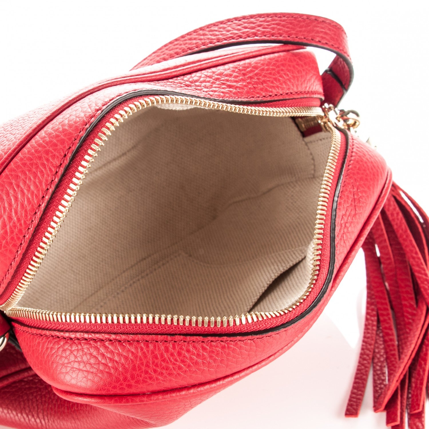 Gucci Pebbled Calfskin Small Soho Disco Bag Tabasco Red 5 of 7