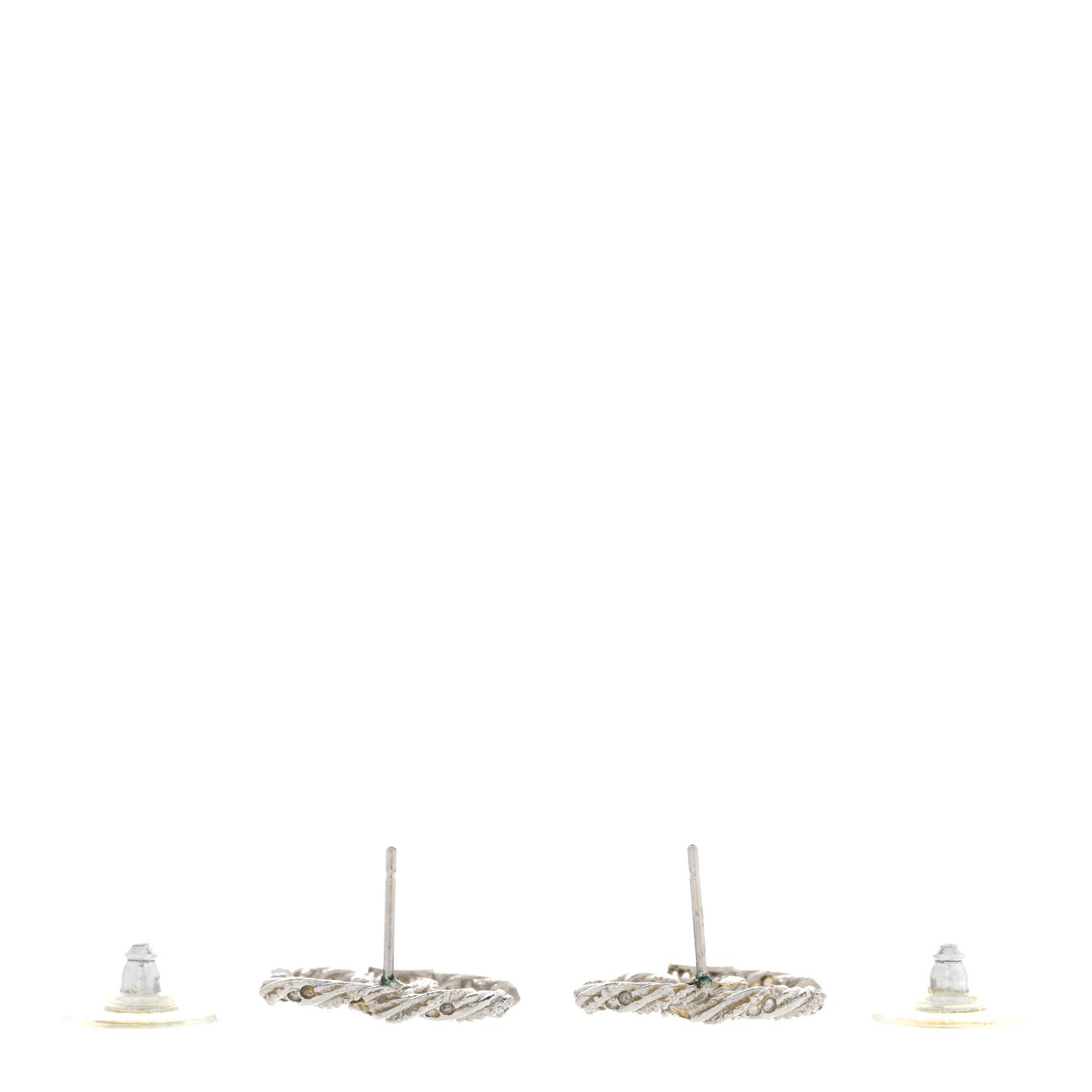 Crystal Twisted CC Earrings Silver Gold