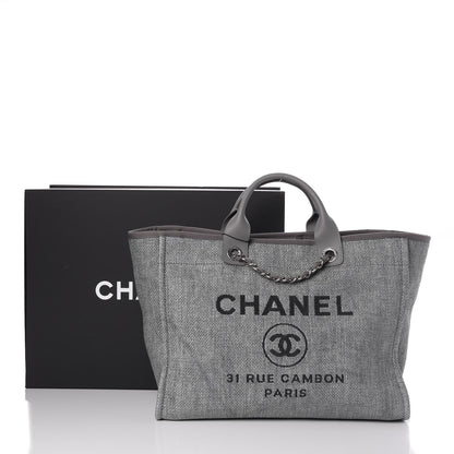 Chanel Woven Straw Raffia Large Deauville Tote Grey 9 of 9
