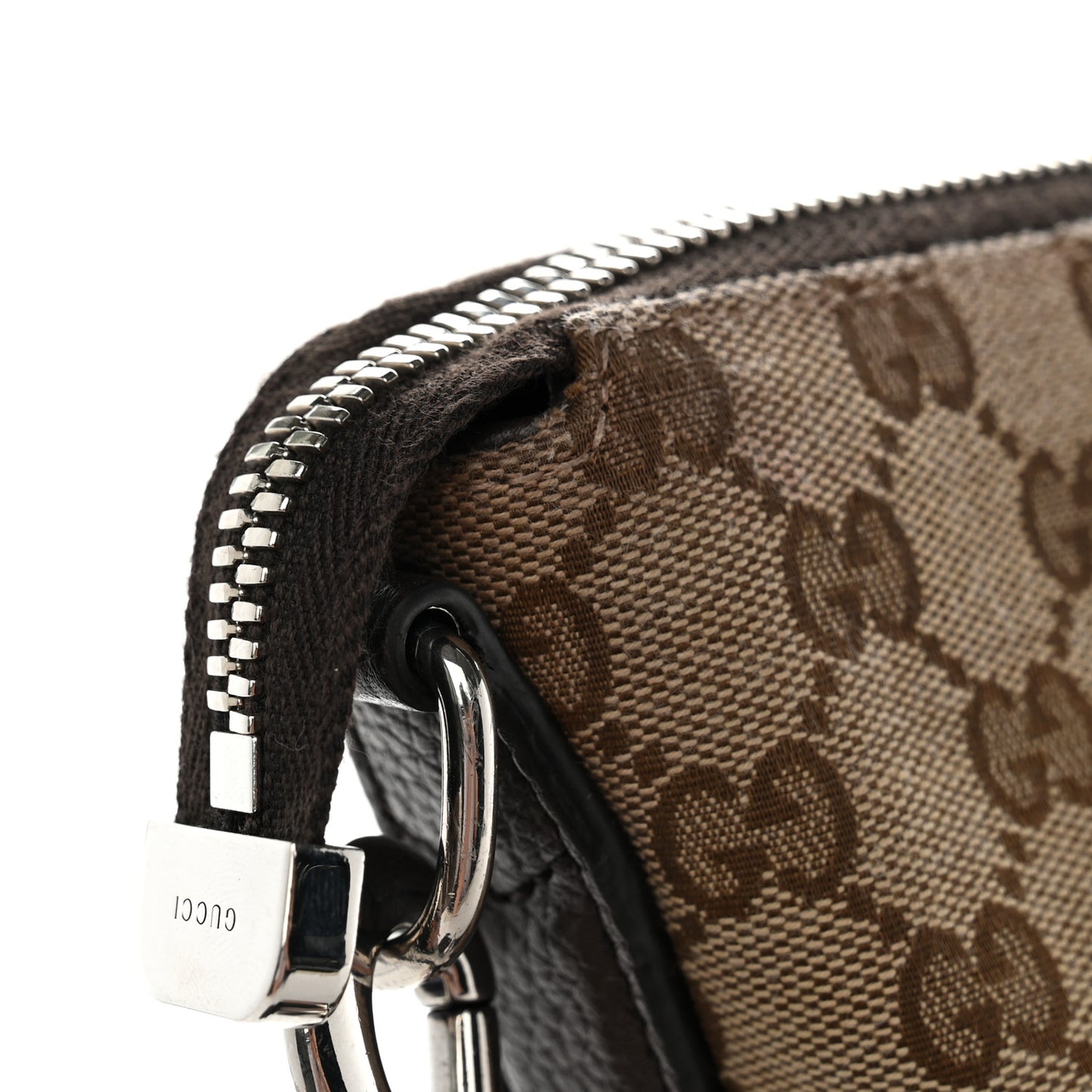 Monogram Calfskin Web Large Shoulder Bag Beige Brown