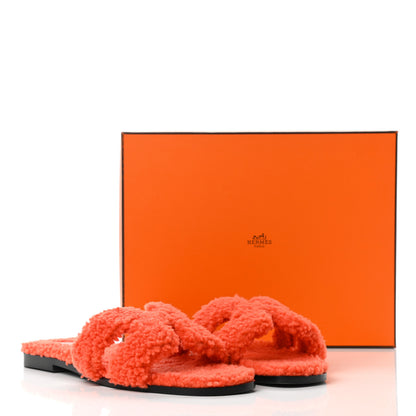 Hermes Woolskin Oran Sandals 41 Orange 8 of 8