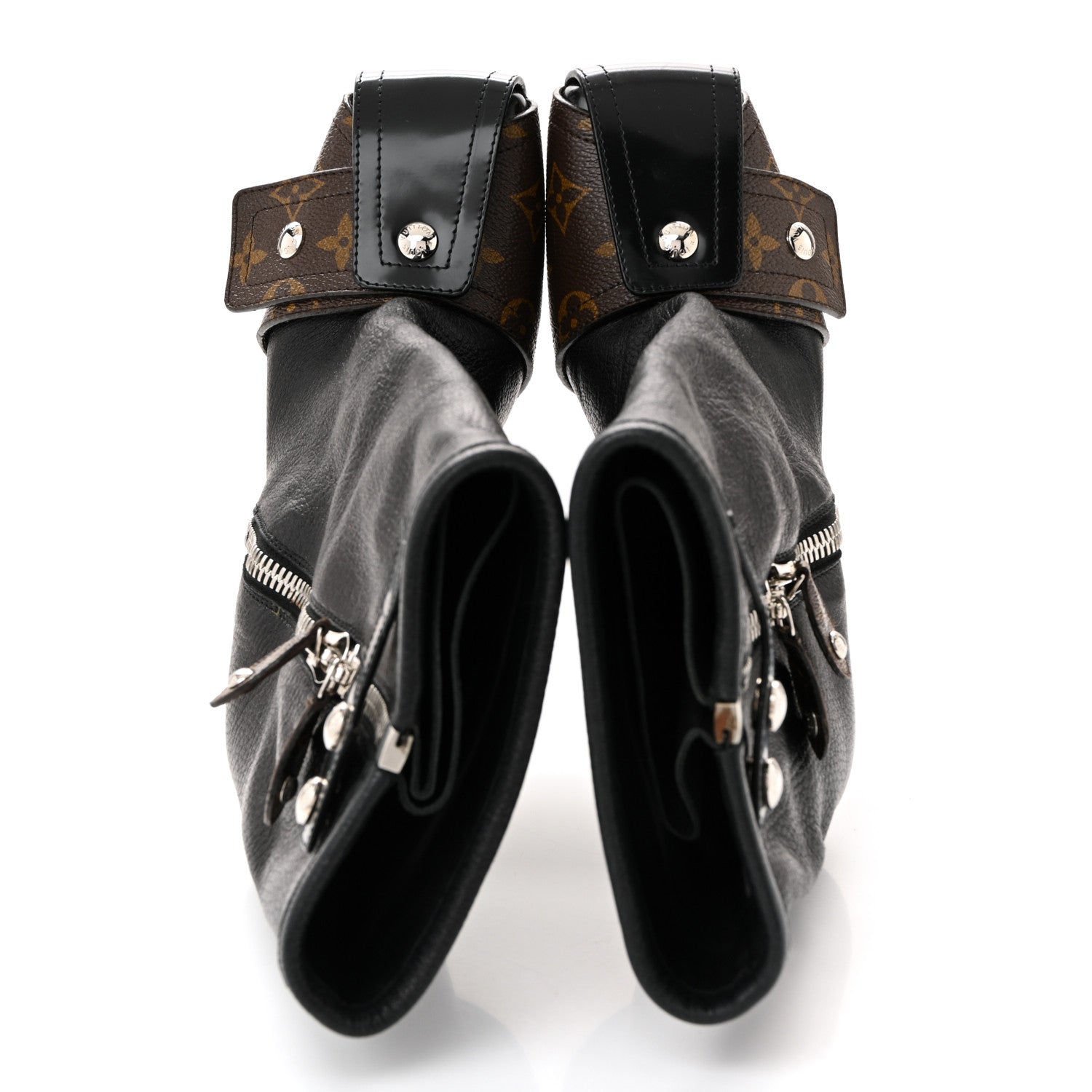 Louis Vuitton Calfskin Monogram Patti Wedge Half Boots 37 Black 8 of 18