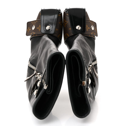 Louis Vuitton Calfskin Monogram Patti Wedge Half Boots 37 Black 8 of 18