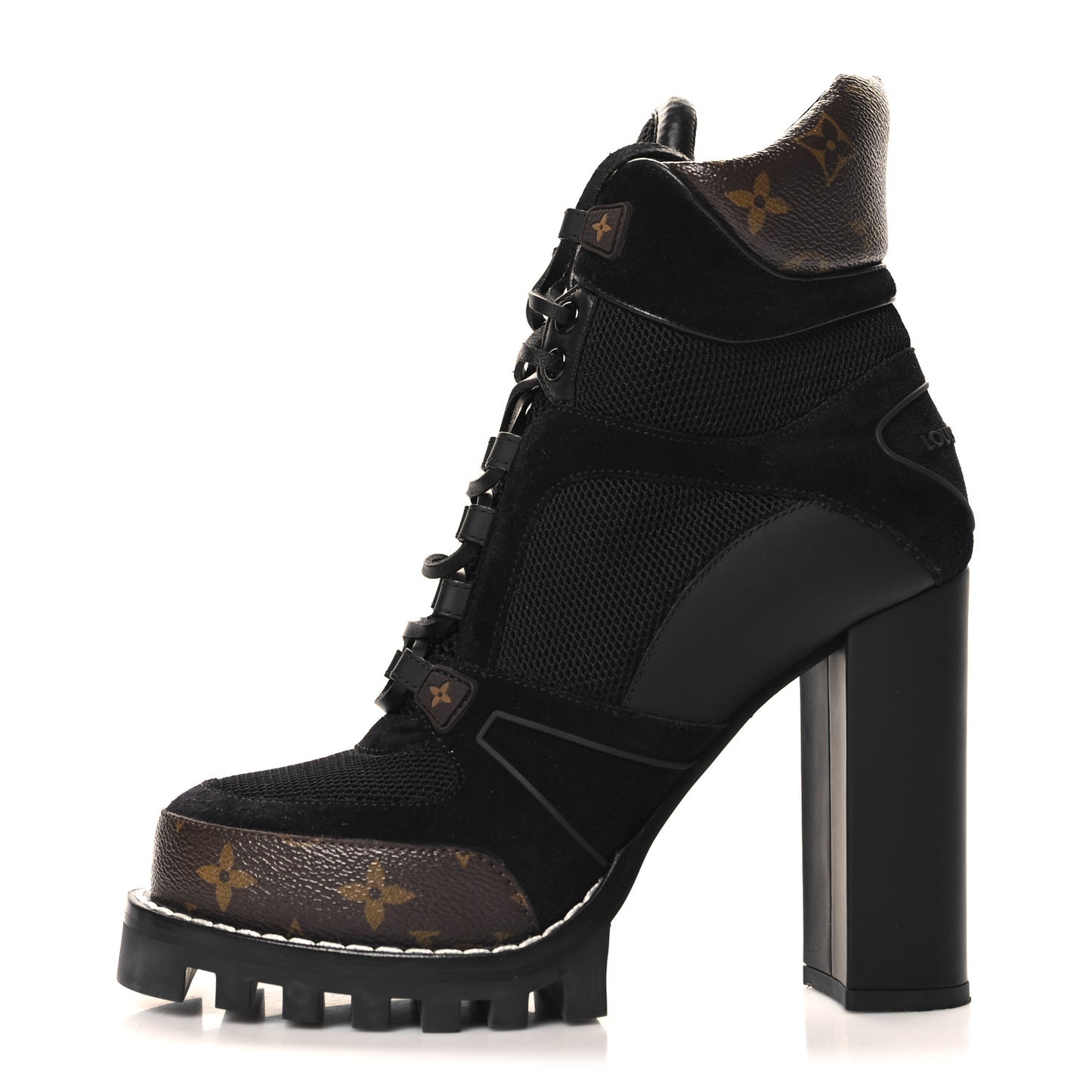 Suede Calfskin Monogram Star Trail Ankle Boots 40 Black