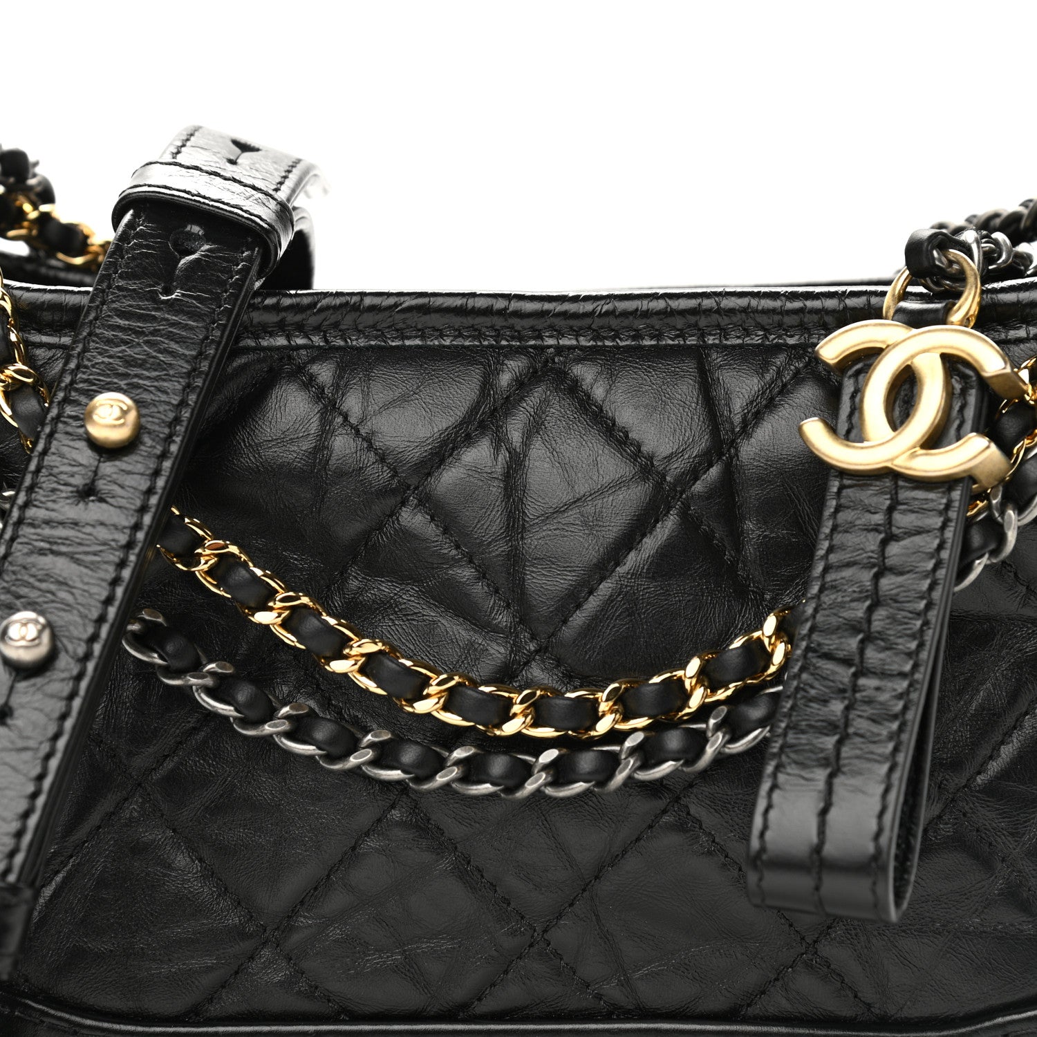 Chanel Aged Calfskin Quilted Small Gabrielle Hobo Black 8 of 10