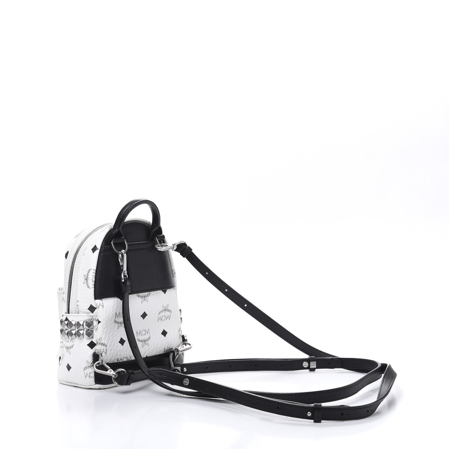 MCM Visetos Studded X-Mini Bebe Boo Backpack White 2 of 9