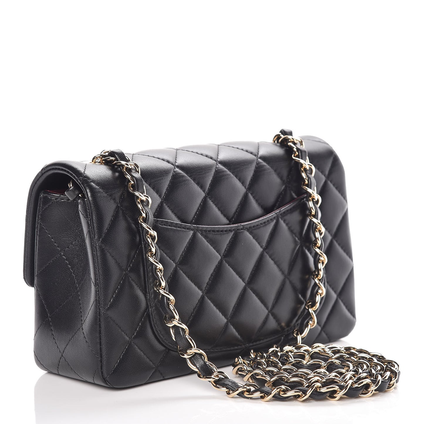 Lambskin Quilted Mini Rectangular Flap Black