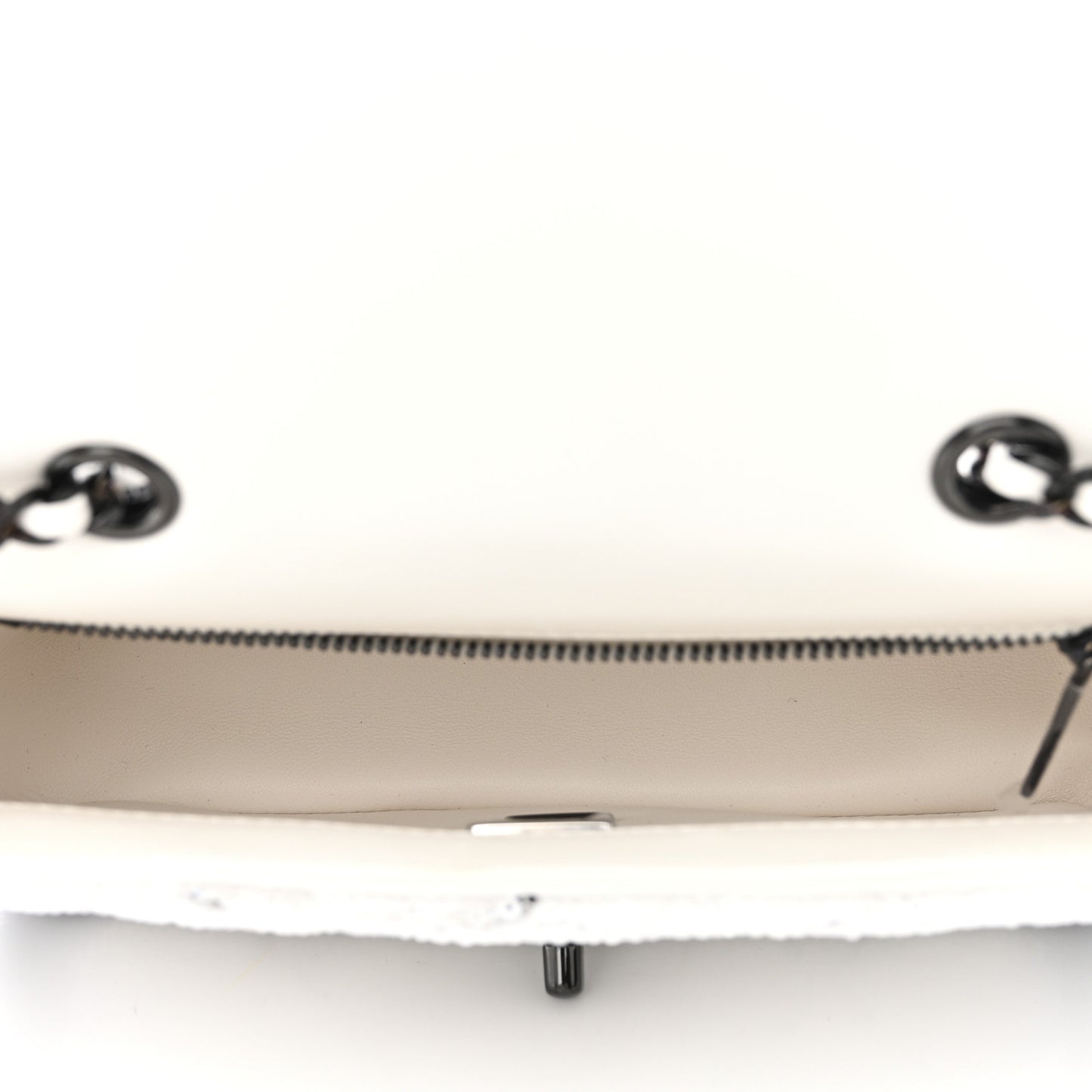 Sequin CC Small Single Flap White Black
